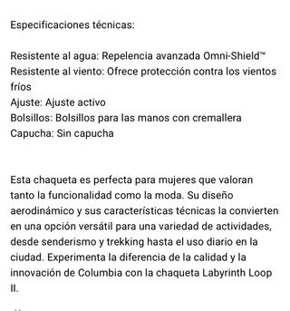 Chaqueta Columbia Mujer Roja Talla L