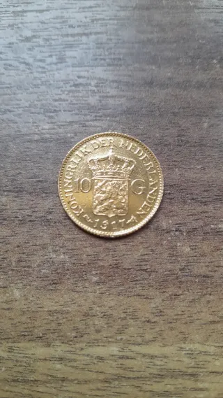 Moneda de Oro 10 Gulden 1917