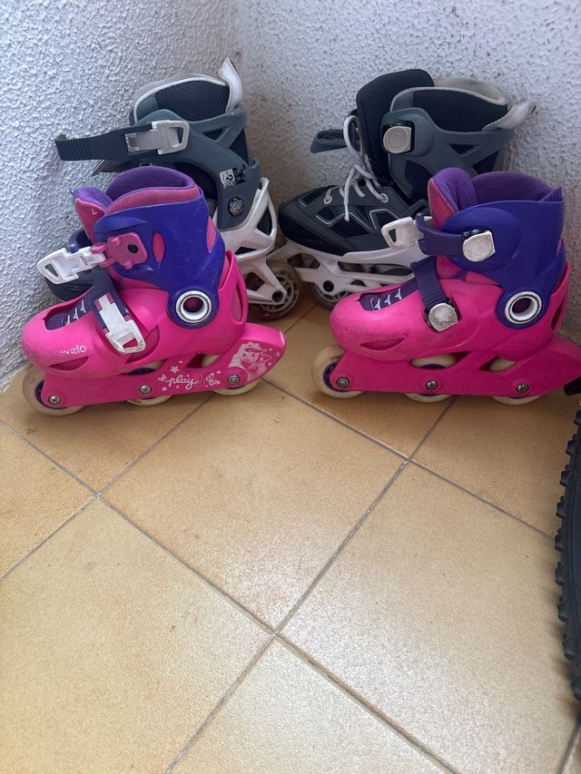 Patines infantiles rosas y morados