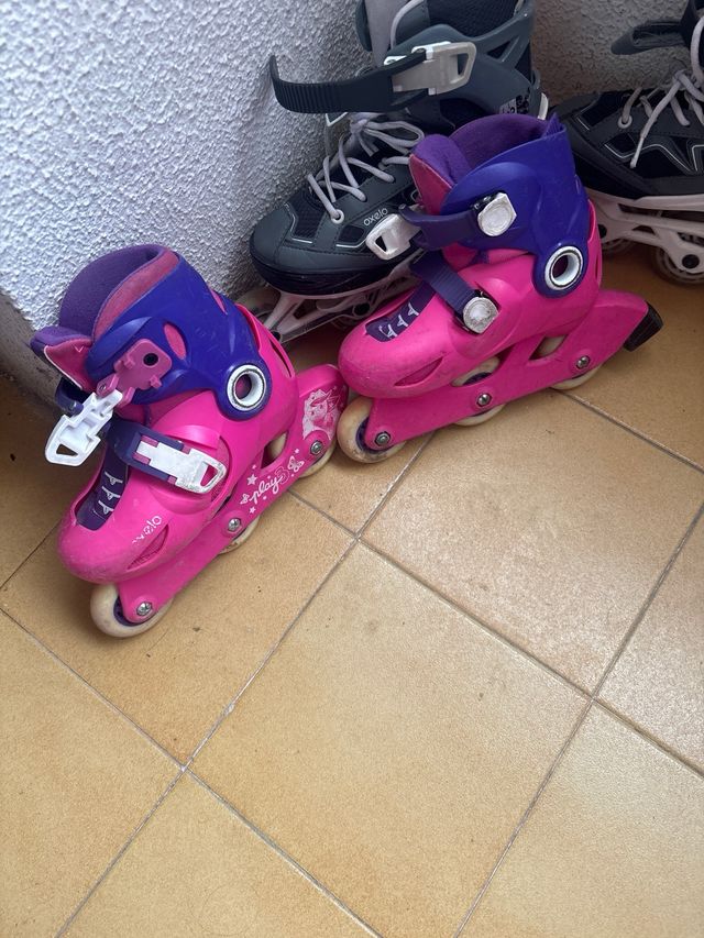 Patines infantiles rosas y morados