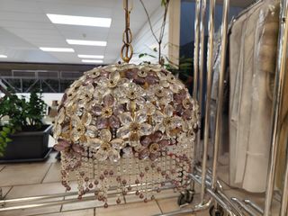 Lampadario Murano Vetro Fiori Viola Trasparente