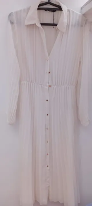 Vestido Zara Beige/Blanco Talla S