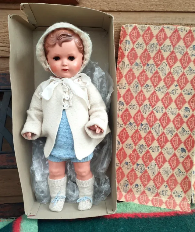 Muñeca antigua celuloide Schildkrot caja original