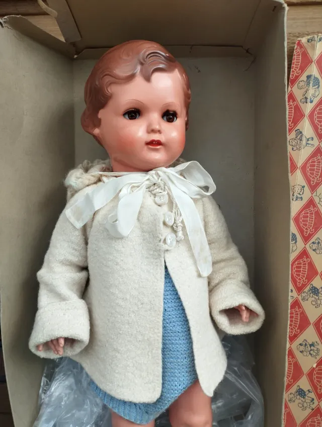 Muñeca antigua celuloide Schildkrot caja original