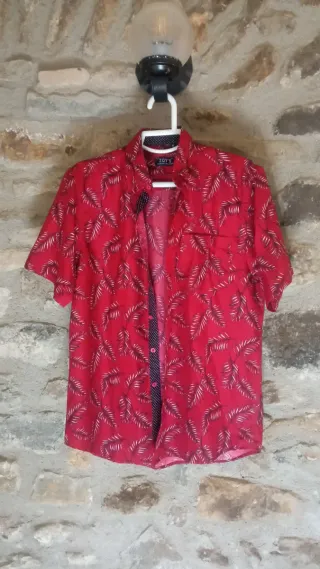 Camisa JOY'S Estampada Hojas Roja