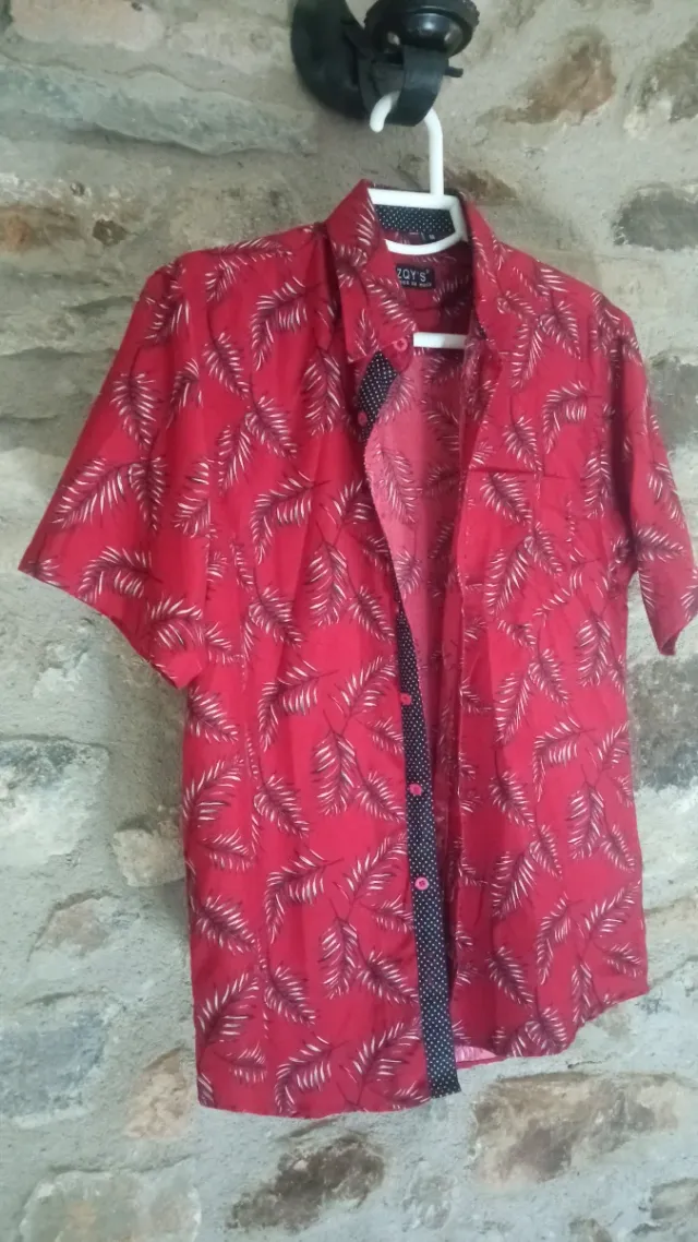Camisa JOY'S Estampada Hojas Roja
