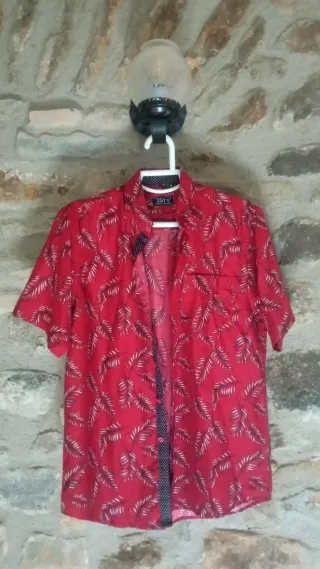 Camisa JOY'S Estampada Hojas Roja