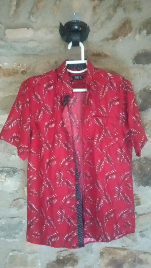 Camisa JOY'S Estampada Hojas Roja