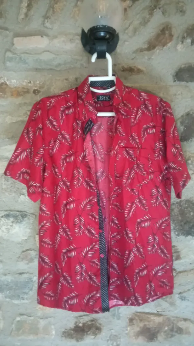 Camisa JOY'S Estampada Hojas Roja