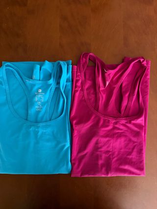 2 Camisetas Tirantes Domyos Azul y Rosa