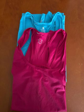 2 Camisetas Tirantes Domyos Azul y Rosa