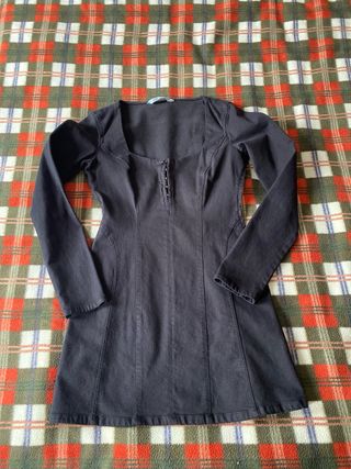Vestido vaquero Zara negro manga larga
