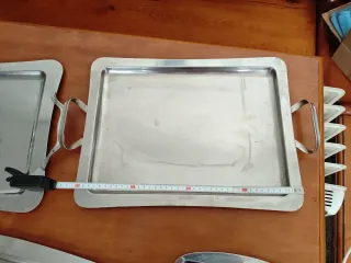 Lote 4 bandejas de acero inoxidable grandes