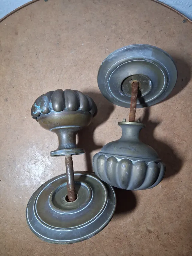 Coppia Maniglie Ottone Vintage