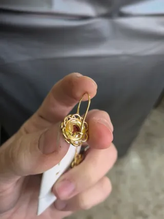 Pendientes Flor Oro 18K Coral Natural