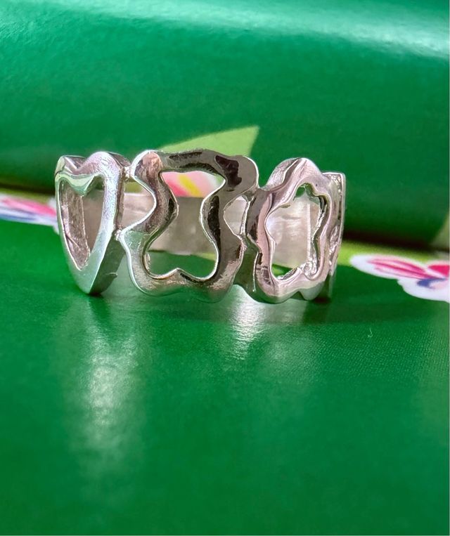 Anel de Prata Corações e Ursinhos