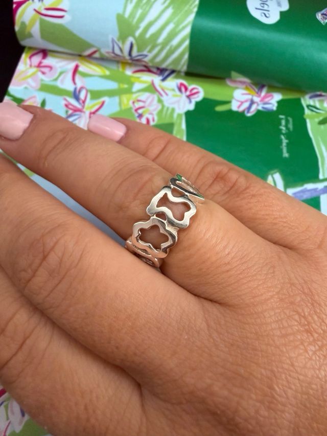 Anel de Prata Corações e Ursinhos