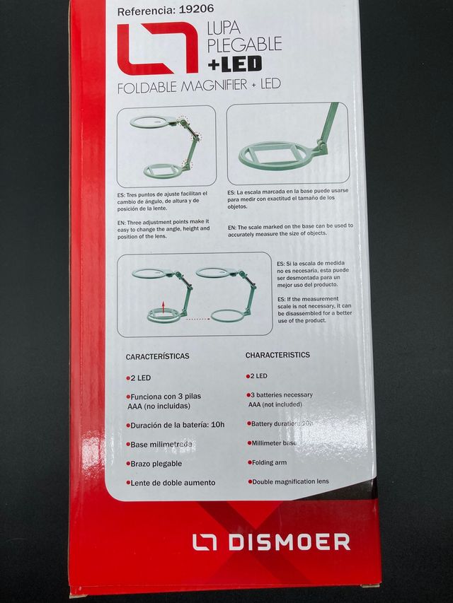 Lupa Plegable con LED y Base Milimetrada