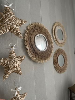 Set 3 Espejos Decorativos Yute+REGALO