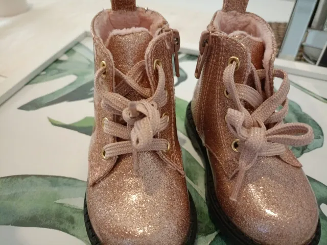 Botines niña rosa glitter
