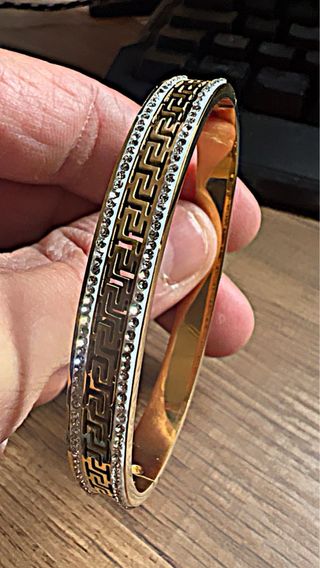 Pulsera de acero plateada y dorada con baño de oro