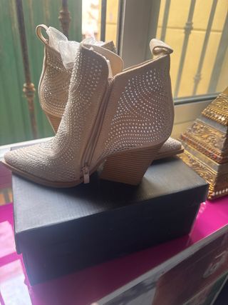Botines Beige Brillantes