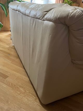 Sofá de piel beige 3 plazas