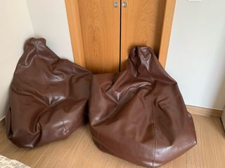 2 Pouf marrone scuro a forma di pera