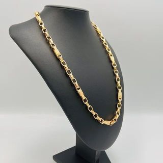 CADENA FORZADA GRECA, Hueca. Oro 18k.