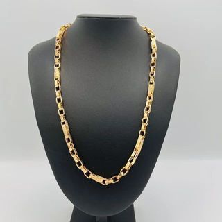 CADENA FORZADA GRECA, Hueca. Oro 18k.