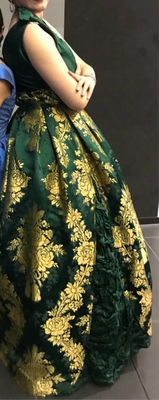 Vestido de fiesta verde y dorado