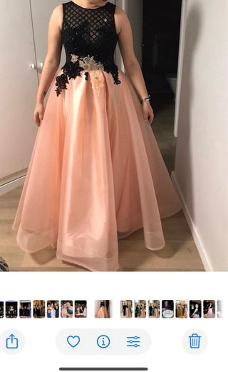 Vestido de fiesta negro y rosa