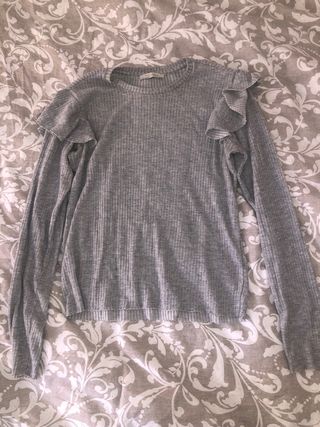 Jersey Zara gris con volantes talla M
