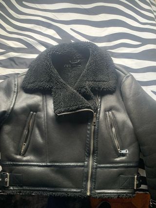 Cazadora Zara Piel Forrada Negra