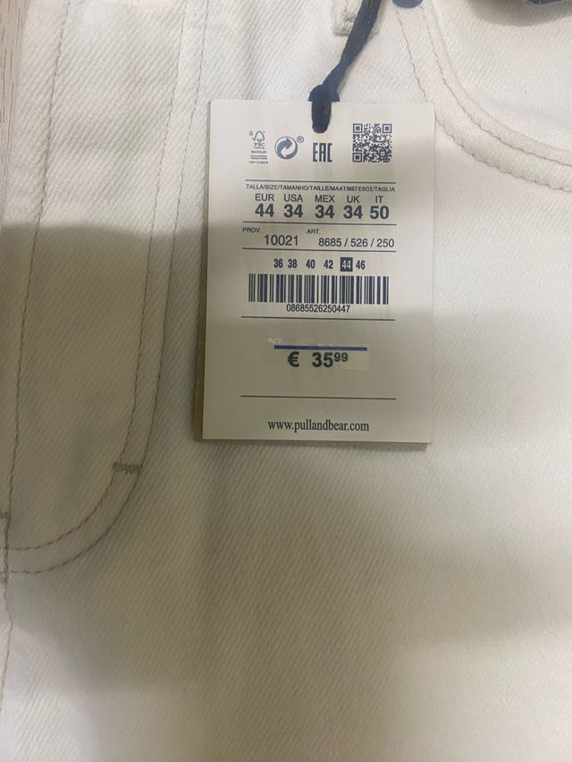 Pantalones vaqueros Pull&Bear blancos talla XXL