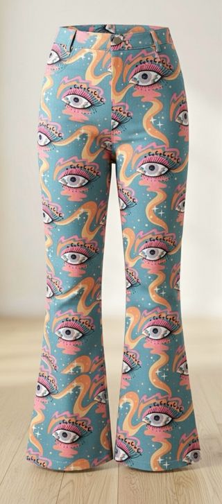 Pantalón Campana Flare Estampado Ojos Psicodélico