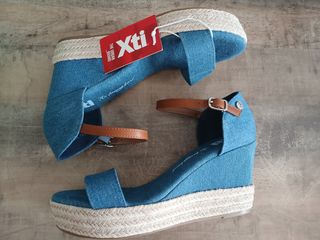 Sandalias Xti Cuña Denim Marrón