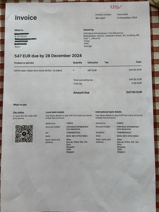 Maniquí Sastre Talla 34 EU / Nuevo