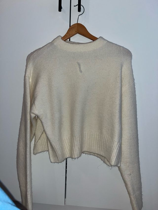 Jersey Zara blanco cuello alto
