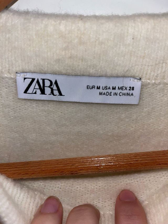 Jersey Zara blanco cuello alto
