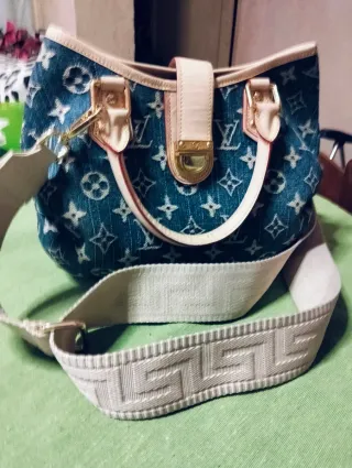 Borsa Louis Vuitton Denim Beige/Blu