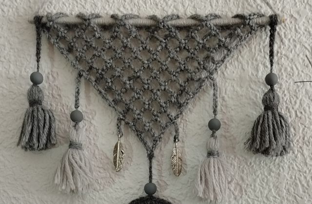 Atrapasueños "mini tapiz" 20 x 32 cm tonos gris