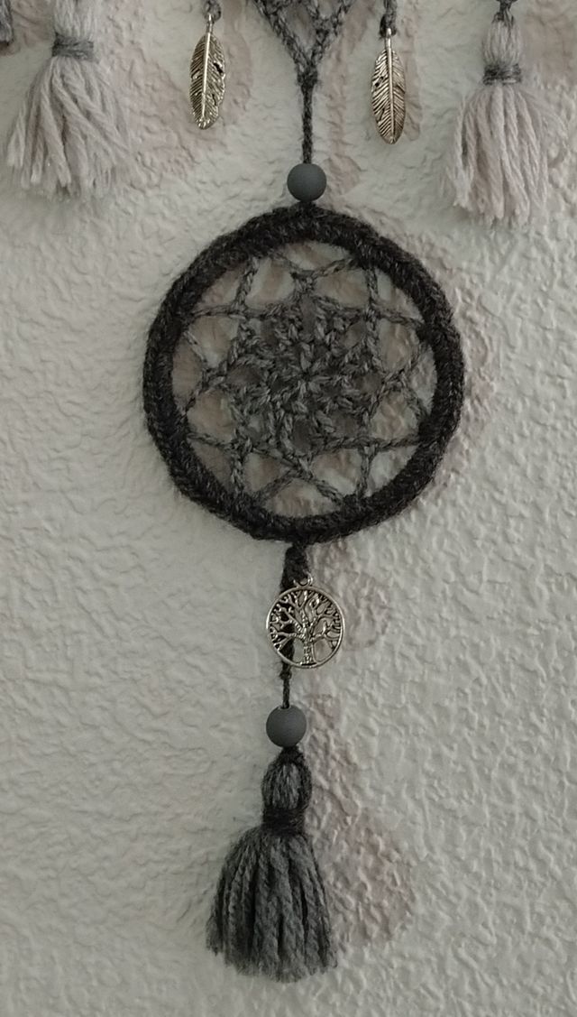 Atrapasueños "mini tapiz" 20 x 32 cm tonos gris