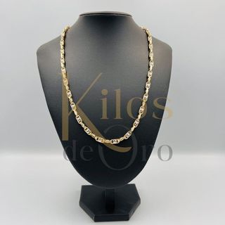 CADENA BARBATE CLAVOS BICOLOR. Oro 18K.