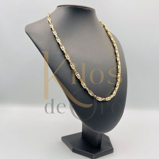 CADENA BARBATE CLAVOS BICOLOR. Oro 18K.
