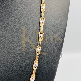 CADENA BARBATE CLAVOS BICOLOR. Oro 18K.