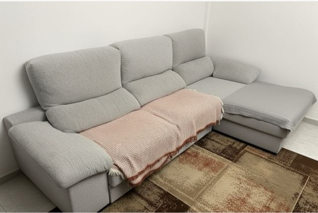 Sofá Chaiselong 300cm Tela Beige/Gris