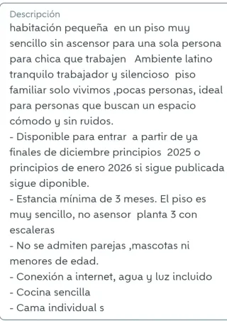 Habitación individual en alquiler en piso familiar