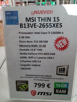 MSI Thin 15 B13VE-2655XES Intel Core i7