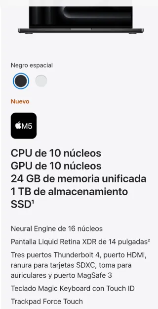 - Macbook Pro 14 M5 10/10/24Gb / 1Tb Precintado